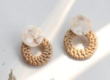 Boucles d'oreilles en paille de bambou et rotin - LUXARAH