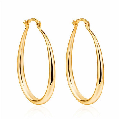 Bijoux Chic Boucles d'oreilles géométriques ovales en acier inoxydable - Élégance moderne et audacieuse