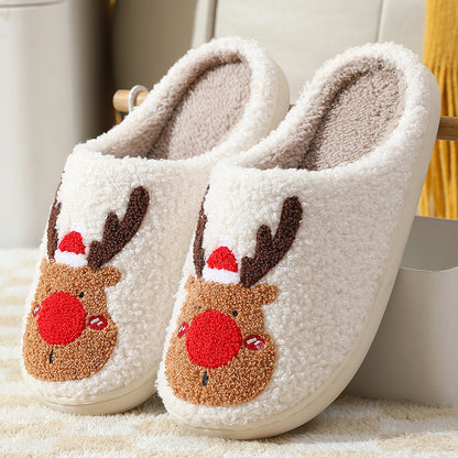 Chaussures de Noël, pantoufles d'hiver pour la maison, pantoufles de chambre douces et confortables, chaussures de maison à enfiler - LUXARAH
