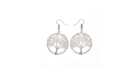 Boucles d'oreilles arbre à souhaits en cristal naturel concassé