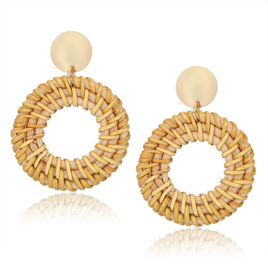 Boucles d'oreilles en rotin faites à la main - LUXARAH