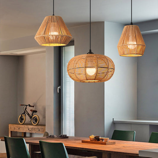 Nouveau lustre créatif en rotin tissé de style chinois - LUXARAH