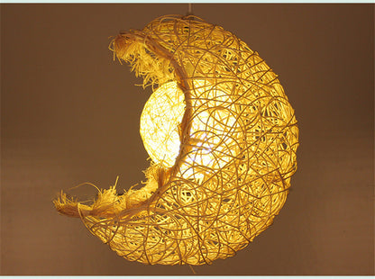 Lustre pastoral en rotin Yestar Moon