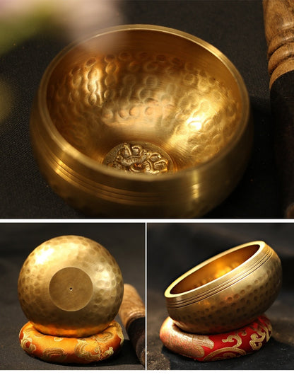 Bol de Bouddha fait main en cuivre tibétain avec carillon en pierre - LUXARAH