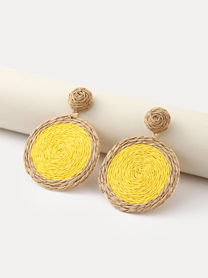 Boucles d'oreilles bohèmes tissées à la main en rotin synthétique - LUXARAH