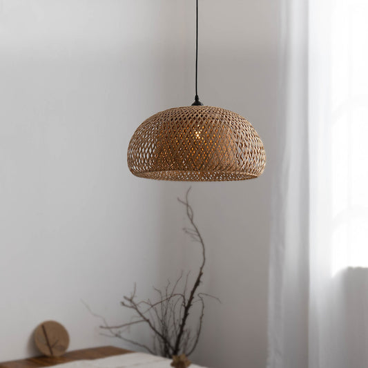 Lustre en rotin et bambou, chambre design chez l'habitant zen - LUXARAH