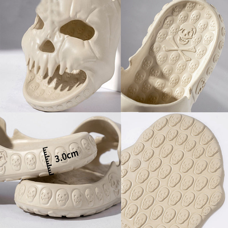 Chaussons d'Halloween personnalisés avec motif tête de mort, pour salle de bain, intérieur ou extérieur, amusants, pour la plage - LUXARAH