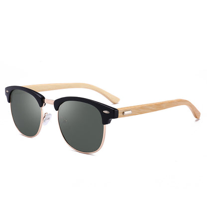 Nouvelles lunettes de soleil tendance pour hommes, jambes en bambou classiques, miroir de conduite