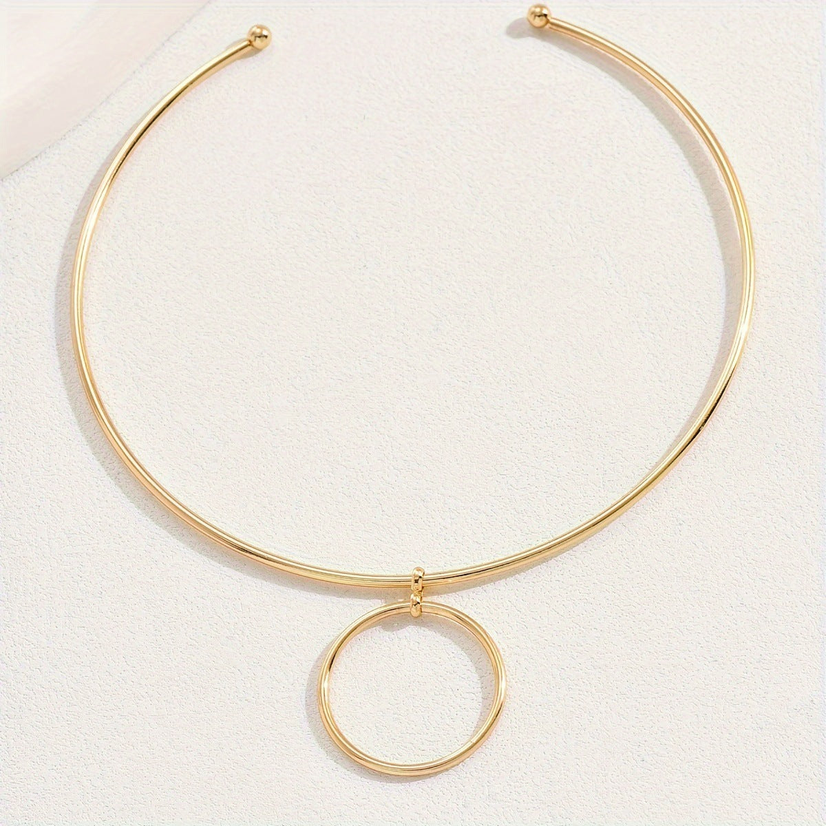 Collier ras du cou pour femme, grand cercle, pendentif géométrique en métal, colliers plastrons