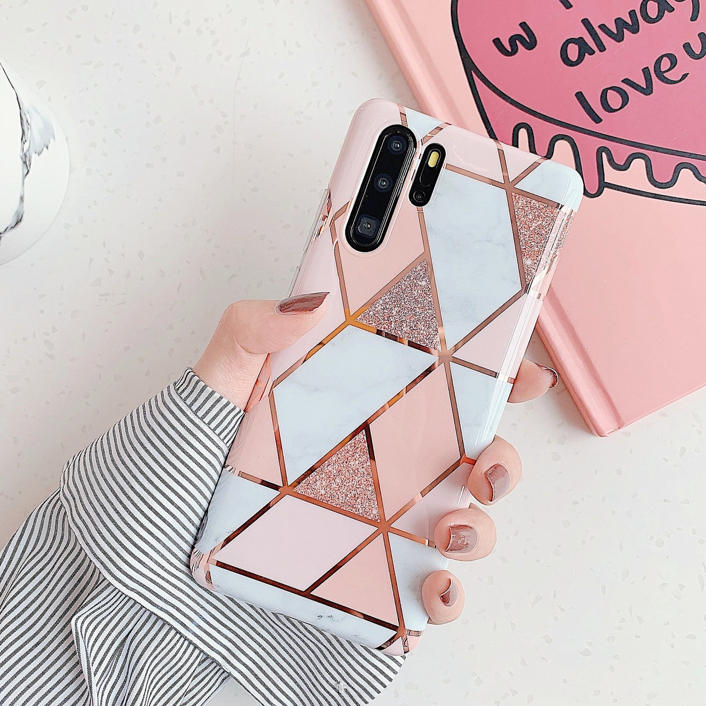 Étui de téléphone portable en marbre électrolytique