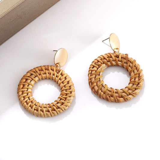 Boucles d'oreilles en rotin faites à la main - LUXARAH