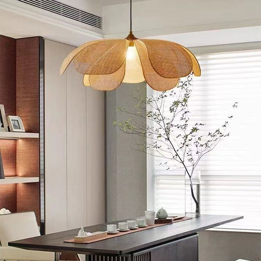 Lampe à pétales japonaise créative en rotin faite à la main - LUXARAH