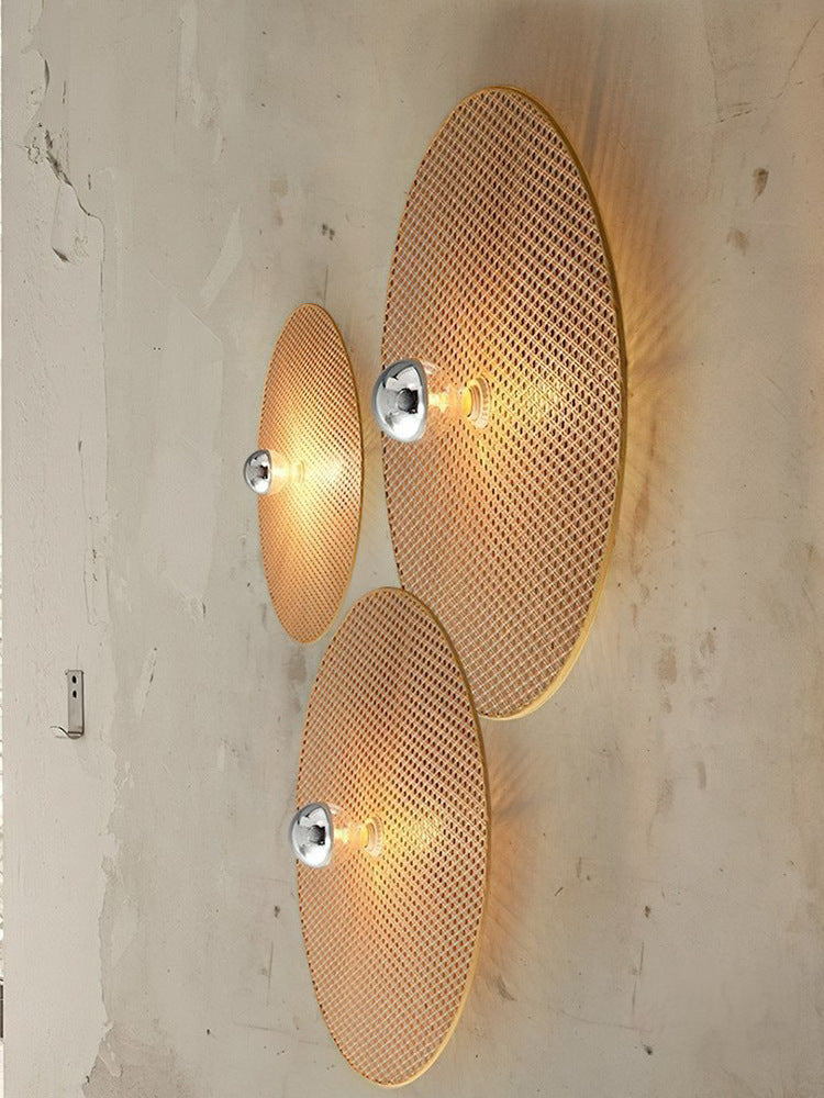 Lampe murale en rotin de style japonais, lampe de chevet simple pour chambre à coucher