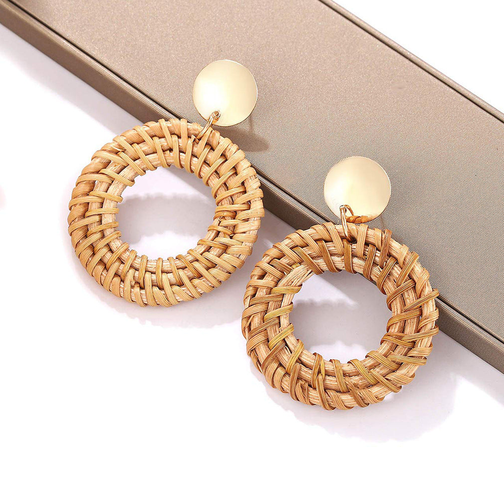 Boucles d'oreilles en rotin faites à la main - LUXARAH