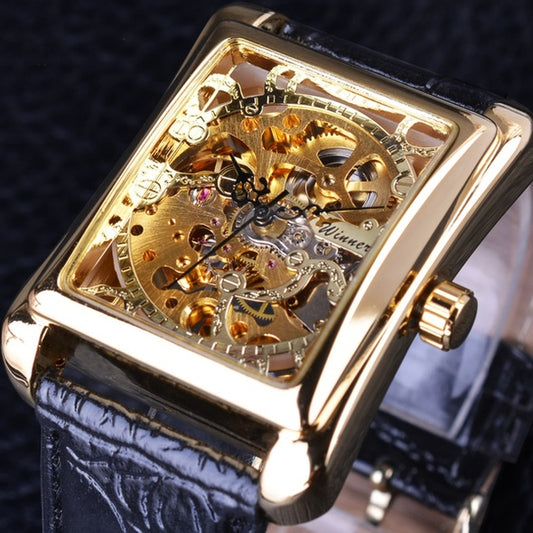 Montre mécanique manuelle creuse suisse décontractée pour homme Winner - LUXARAH