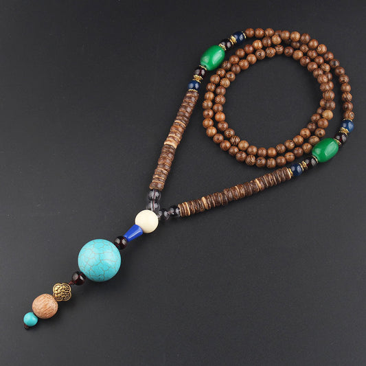 Retro Ethnic Wooden Beaded Necklaces for Men and Women