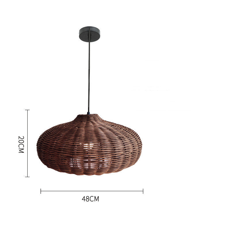 Lustre double tissé en rotin pour la maison - LUXARAH