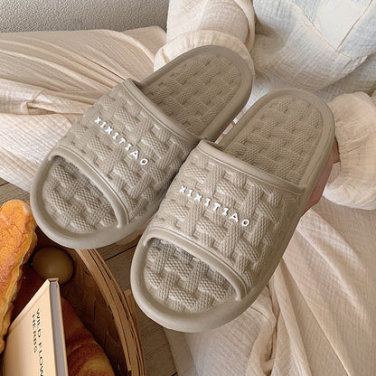Chaussons à semelle souple tissés à carreaux pour femmes