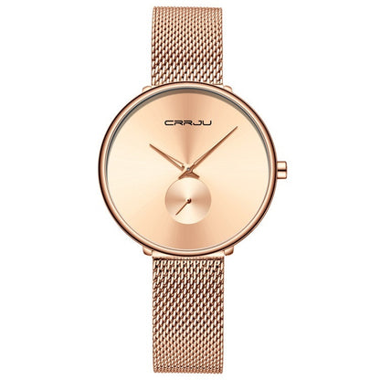 Montre simple pour femme avec bracelet en acier inoxydable et bracelet en maille - LUXARAH