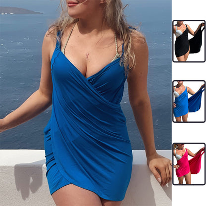 Maillot de bain une pièce uni pour femme, grande taille, dos nu