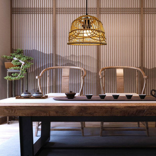 Lustre américain simple en rotin tissé à la main - LUXARAH