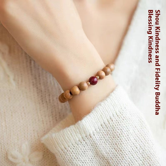 Bracelet de méditation chinois en bois de pêcher naturel - LUXARAH