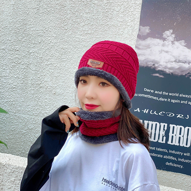 Ensemble bonnet et écharpe d'hiver en tricot chaud, doublé polaire épaisse, cache-cou pour homme et femme