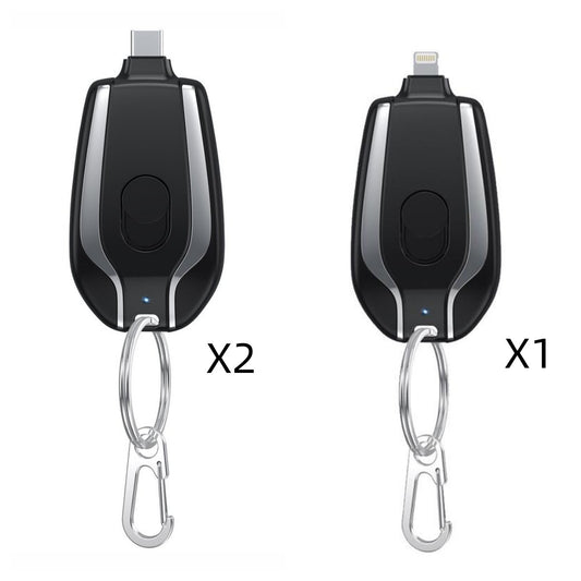 Mini chargeur d'urgence 1500 mAh avec porte-clés et batterie de secours ultra-compacte de type C, charge rapide