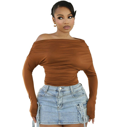 Haut simple et tendance pour femme, couleur unie
