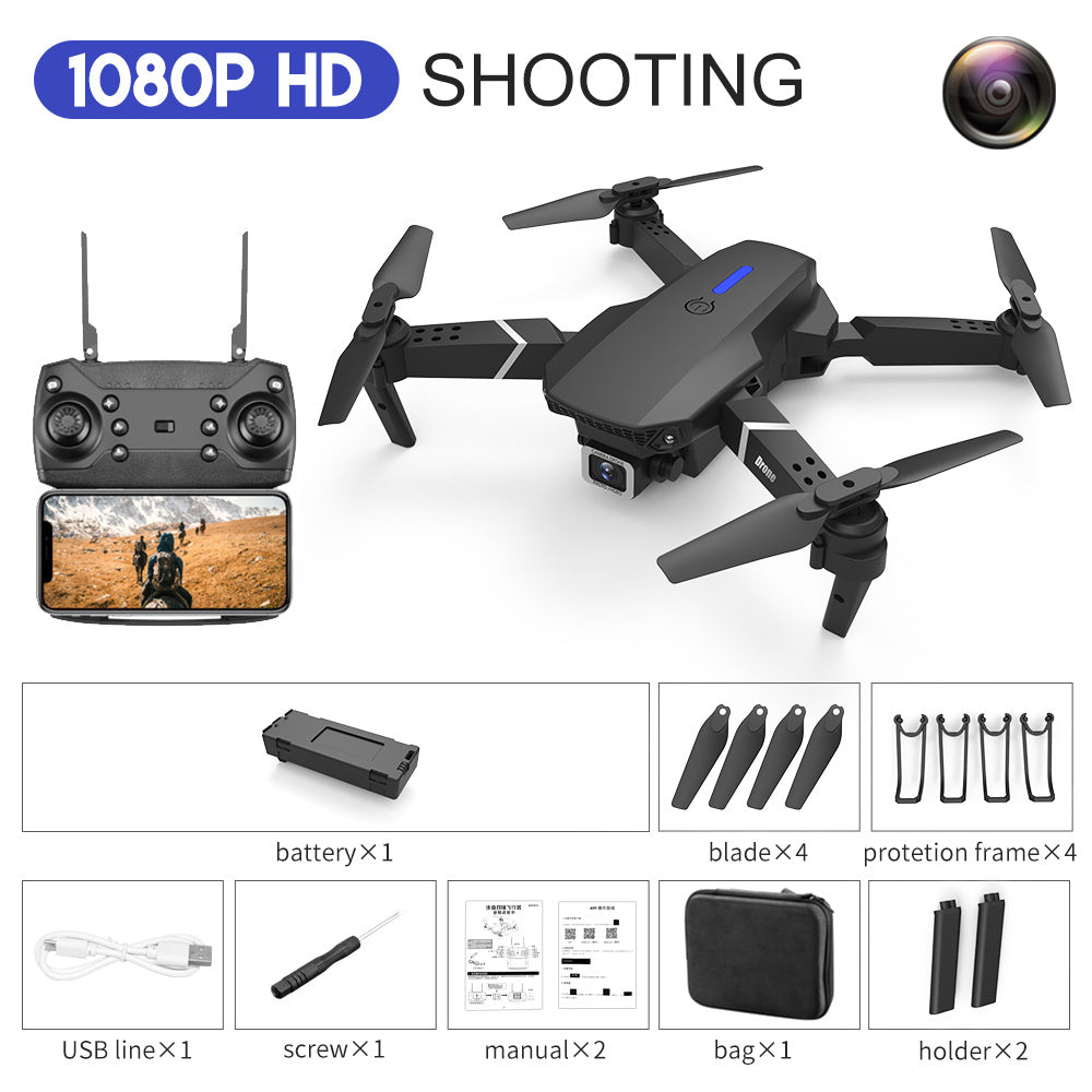 Drone E88, photographie aérienne HD 4K, double caméra, avion télécommandé, jouet