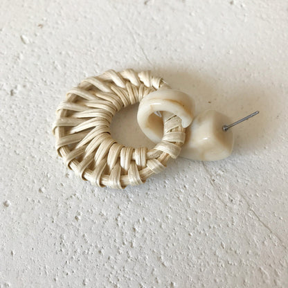 Boucles d'oreilles rétro printemps-été en bambou et rotin tressé - LUXARAH