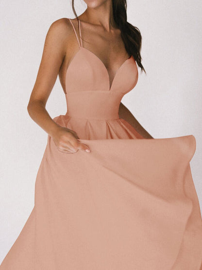 Sexy V-neck Suspender Dress Summer Fashion A-Line Long Dresses For Women - LUXARAH