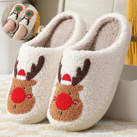Chaussures de Noël, pantoufles d'hiver pour la maison, pantoufles de chambre douces et confortables, chaussures de maison à enfiler - LUXARAH