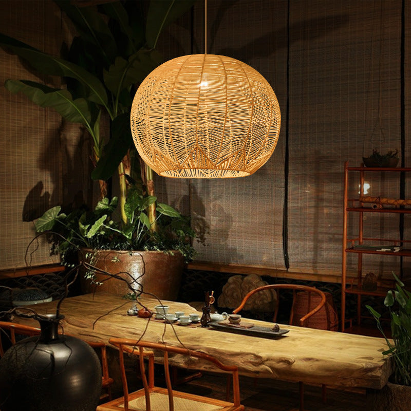 Lustre japonais zen design créatif en rotin - LUXARAH