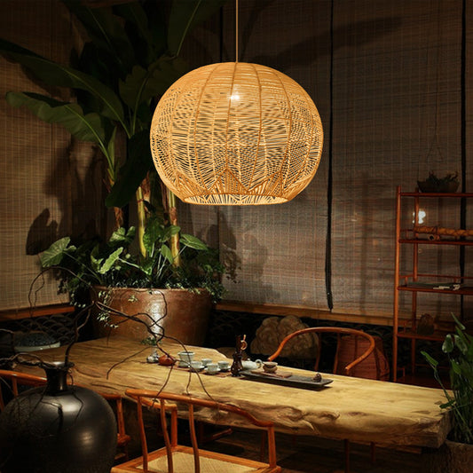 Lustre japonais zen design créatif en rotin - LUXARAH