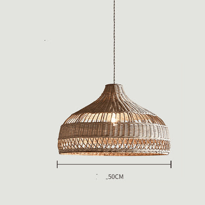 Lustre en rotin dans un restaurant et un salon de thé - LUXARAH