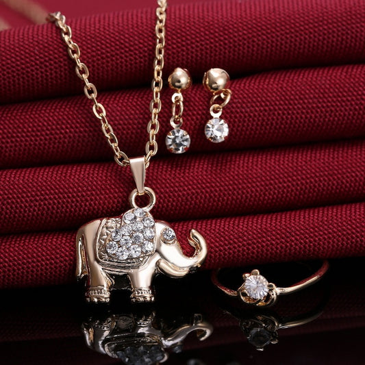 Pendentifs éléphant, colliers, bagues, boucles d'oreilles, parures de bijoux, accessoires de mariée