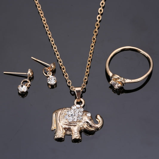 Pendentifs éléphant, colliers, bagues, boucles d'oreilles, parures de bijoux, accessoires de mariée