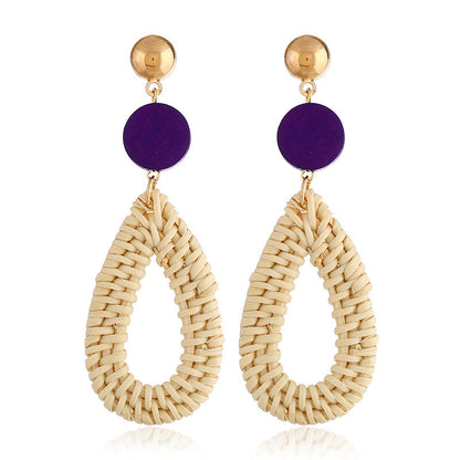 Boucles d'oreilles en bambou et rotin tissés à la main, boucles d'oreilles tribales en rotin - LUXARAH