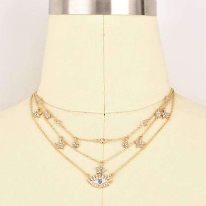 Collier multicouche Bls-miracle pour femmes, longue chaîne, pendentif œil turc, colliers tendance en cristal, étoile et gouttes d'eau
