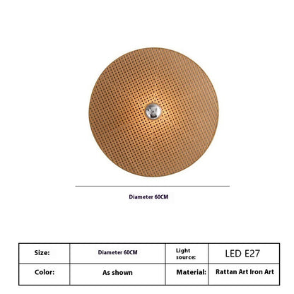 Lampe murale en rotin de style japonais, lampe de chevet simple pour chambre à coucher