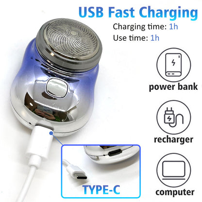 Mini rasoir portable sans fil rechargeable par USB, rasoir électrique pour le visage, humide et sec, indolore, petite taille, pour hommes - LUXARAH