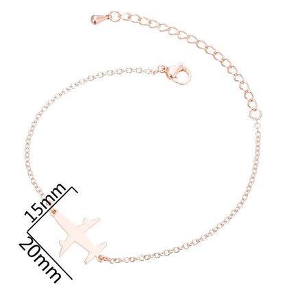 Bracelets en acier inoxydable avec pendentif en forme d'avion, chaîne à breloques tendance, bijoux pour femmes, cadeaux de fête