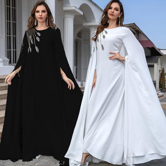 Robe musulmane Abaya brodée pour femme, robe de soirée