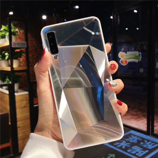 Coque de téléphone miroir à motif losange et diamant
