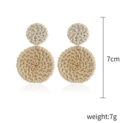 Boucles d'oreilles en bambou et rotin tissés à la main, boucles d'oreilles tribales en rotin - LUXARAH