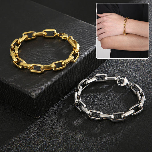 Bracelet en acier titane pour homme, design de niche, style hip-hop, géométrique