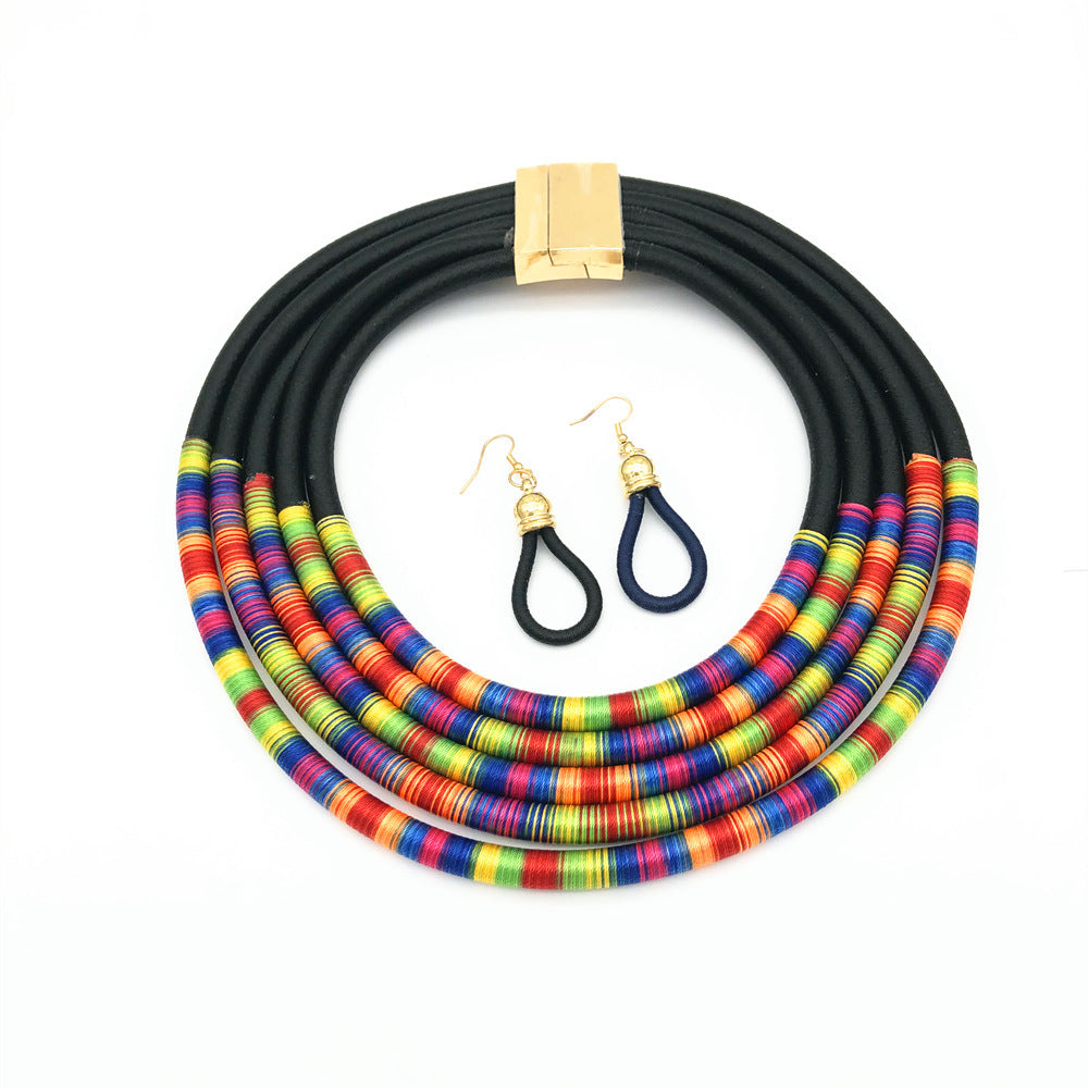 Ensembles de bijoux africains multicouches, colliers ras du cou, boucles d'oreilles