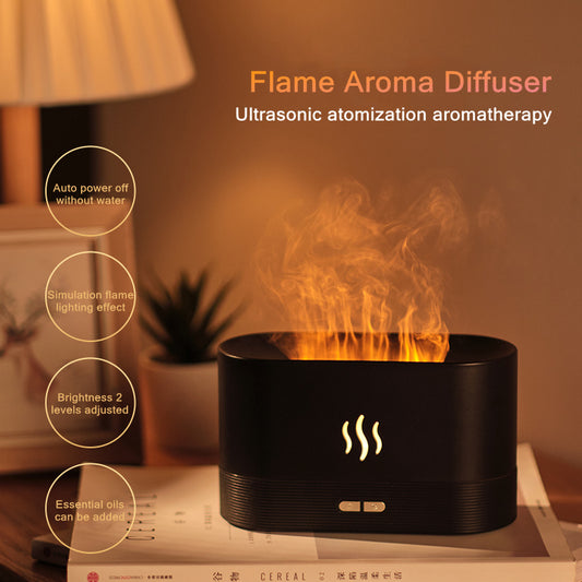 Diffuseur d'huiles essentielles et de parfums USB 180 ml, simulation de flamme, humidificateur d'air ultrasonique pour la maison et le bureau