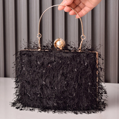 Sacs à main à pompon pour femmes, sac de soirée, sac de soirée, sac carré de luxe, sac à bandoulière pour dames - LUXARAH